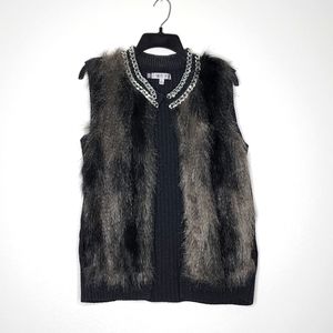 Jennifer Lopez  luxurious faux fur sweater vest with chain collar and po…